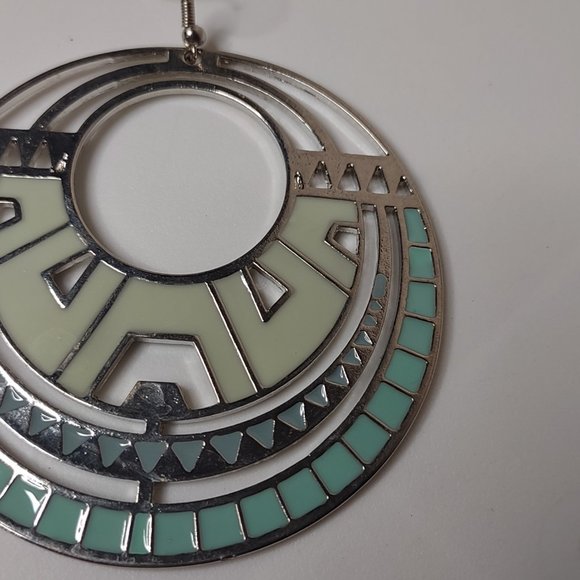 Large Heavy Round Dangle Earrings - Picture 5 of 10